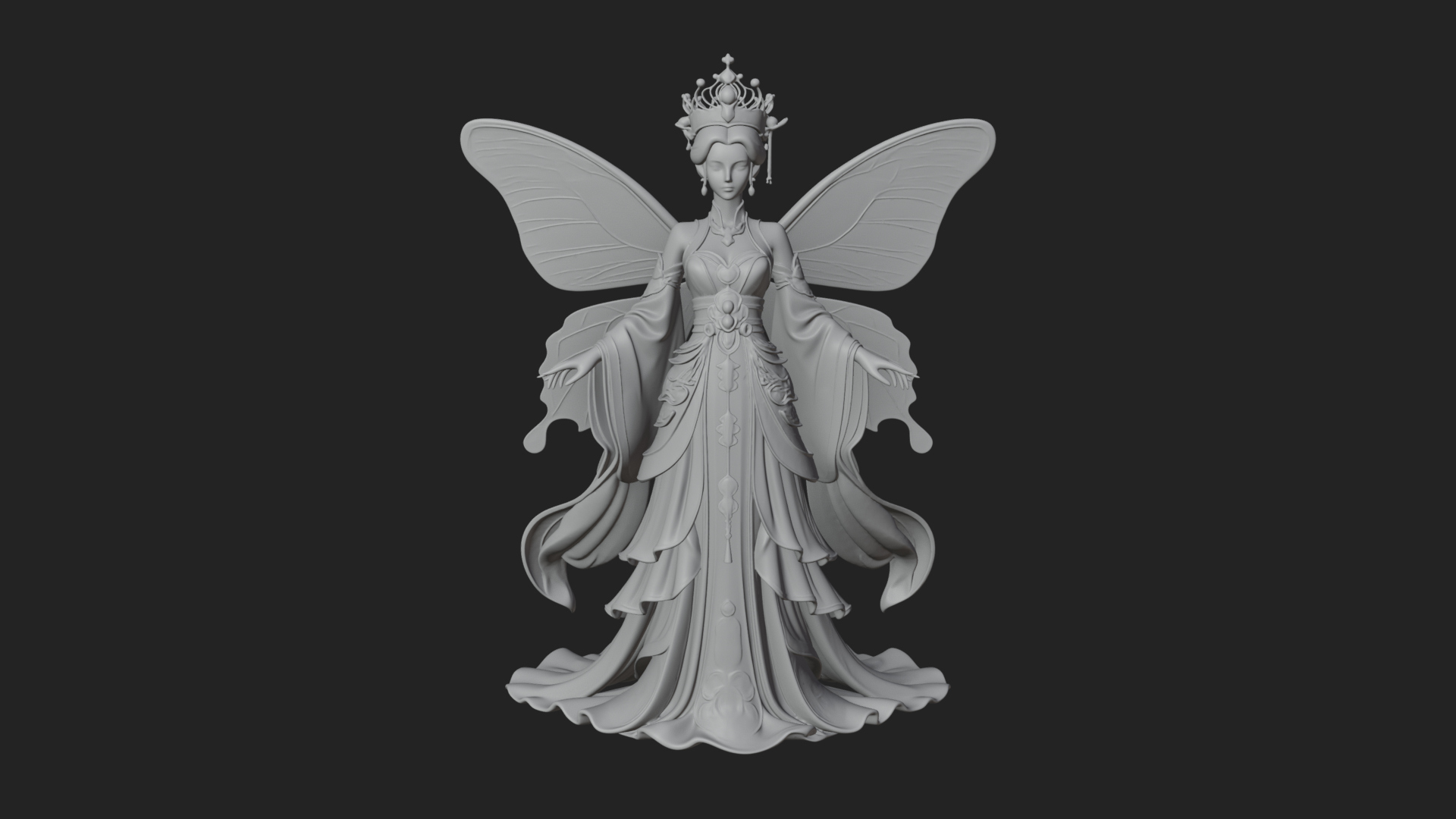 Butterfly Wing Fairy Statue Design 29 3D Print Model 3D Model