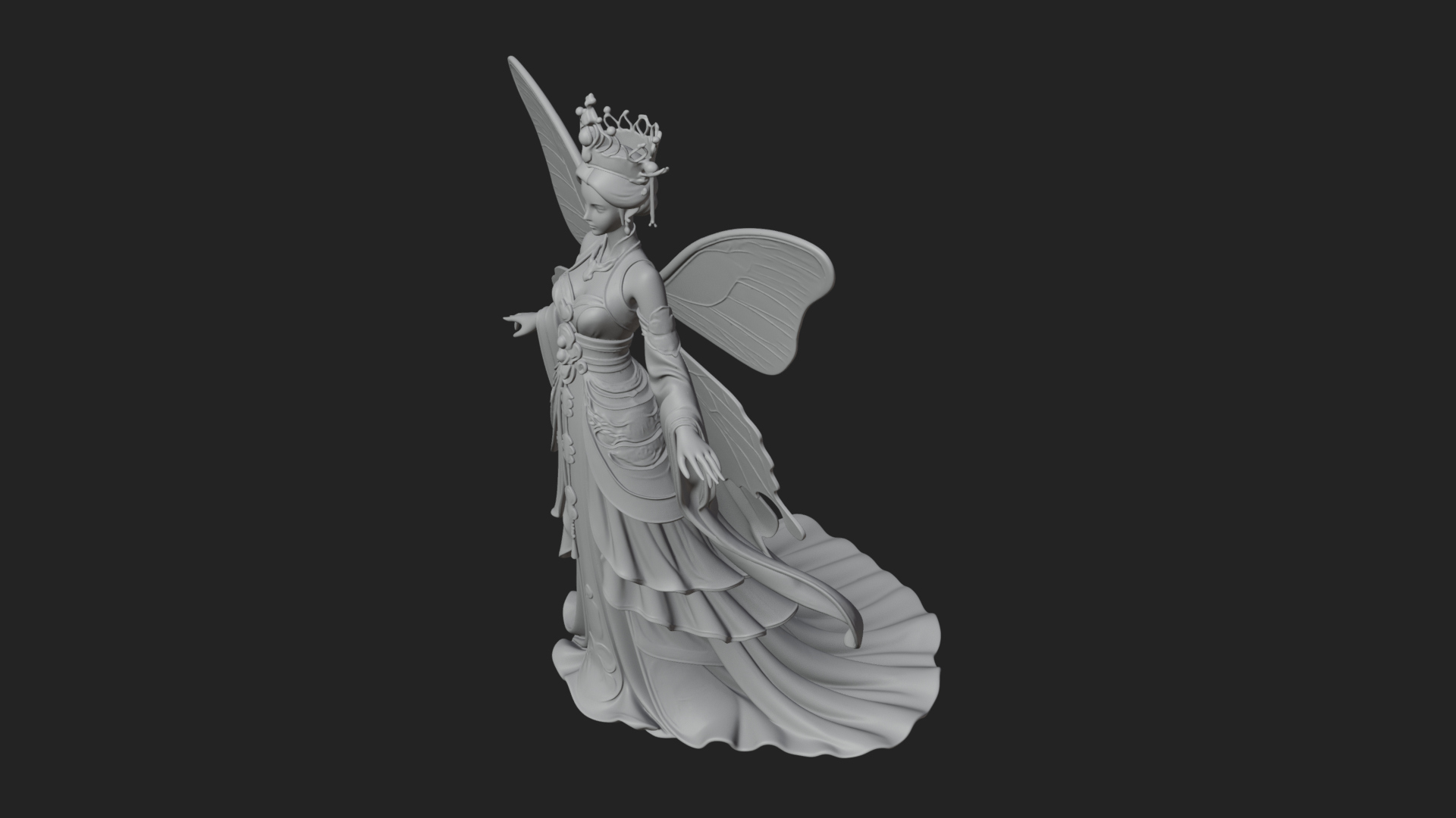 Butterfly Wing Fairy Statue Design 29 3D Print Model 3D Model