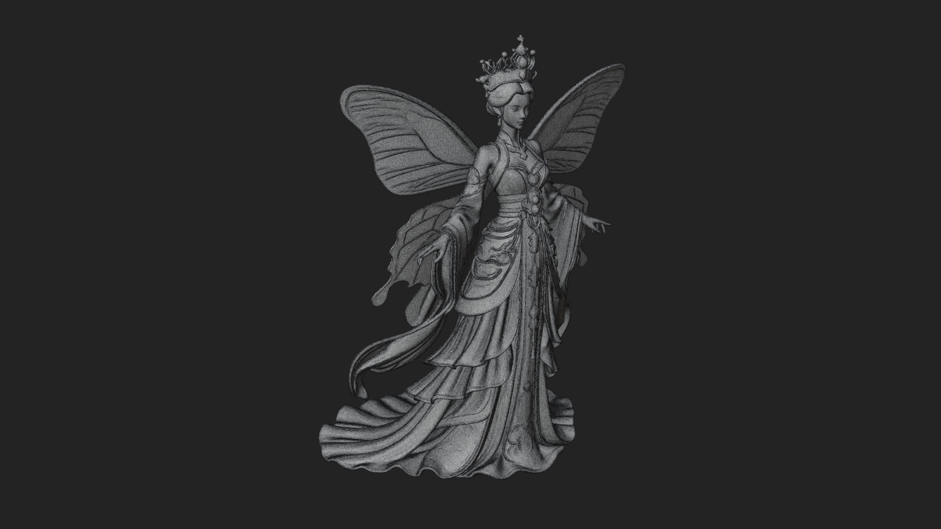 Butterfly Wing Fairy Statue Design 29 3D Print Model 3D Model