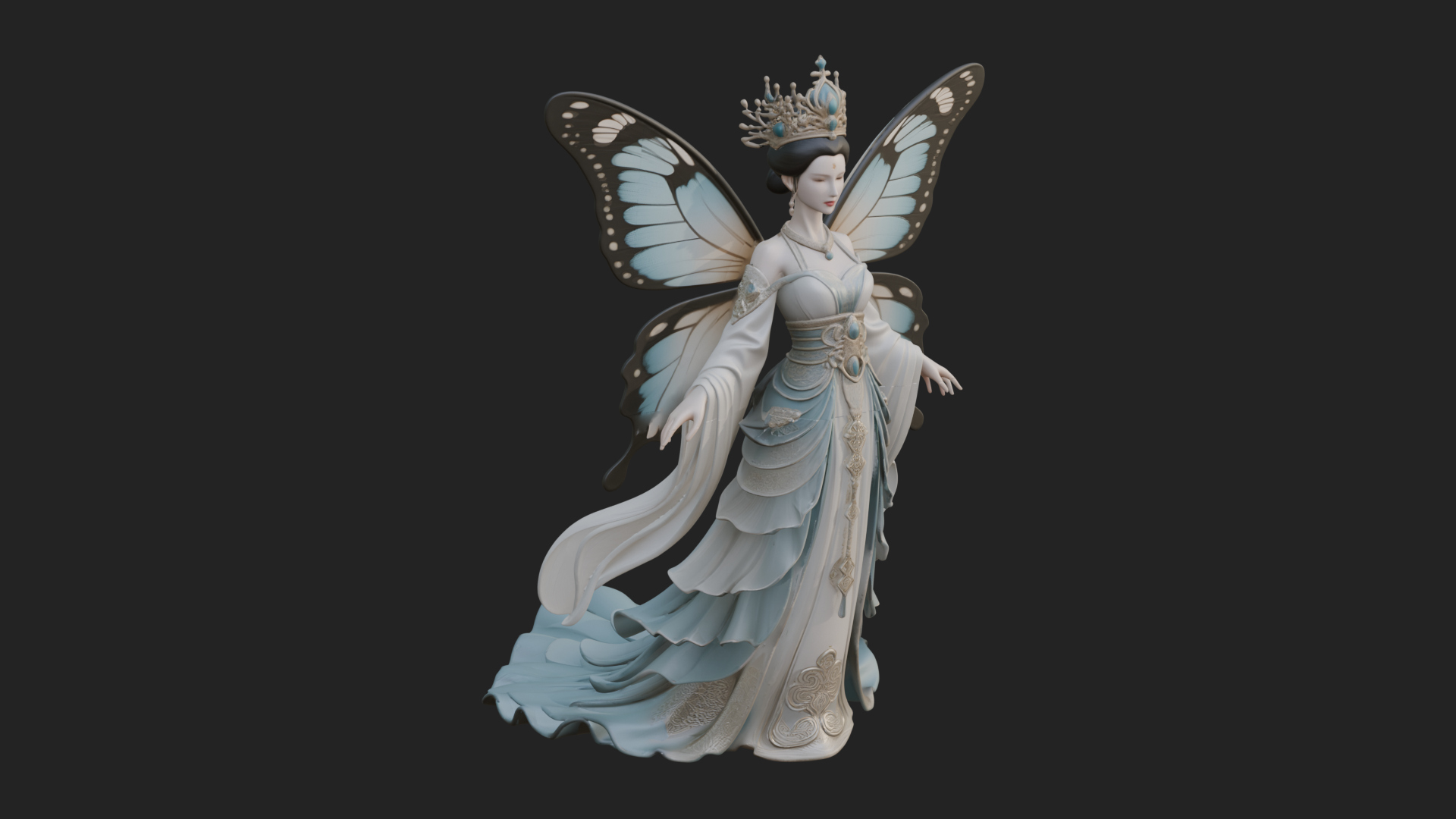 Butterfly Wing Fairy Statue Design 3 3D Print Model 3D Model