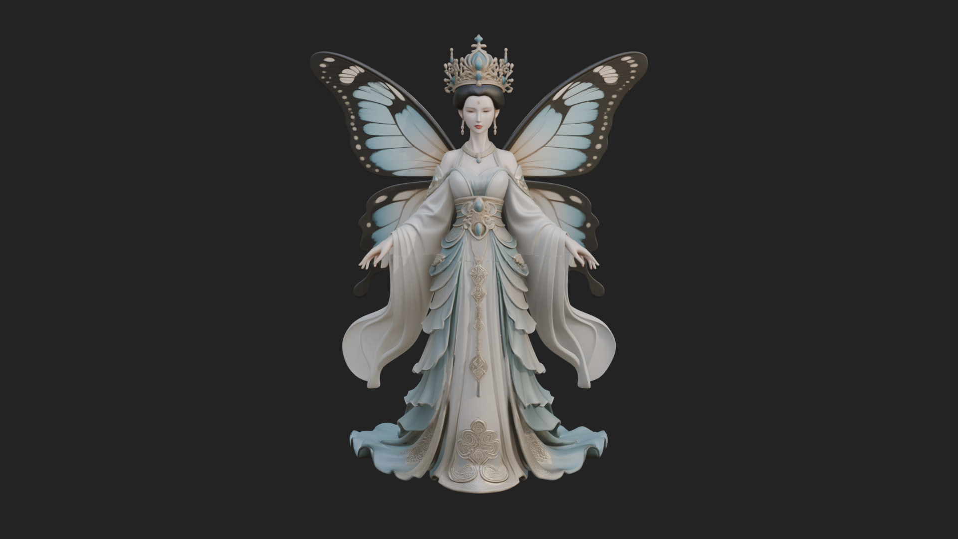 Butterfly Wing Fairy Statue Design 3 3D Print Model 3D Model
