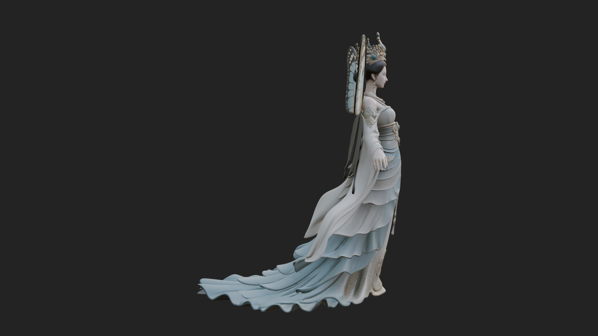 Butterfly Wing Fairy Statue Design 3 3D Print Model 3D Model