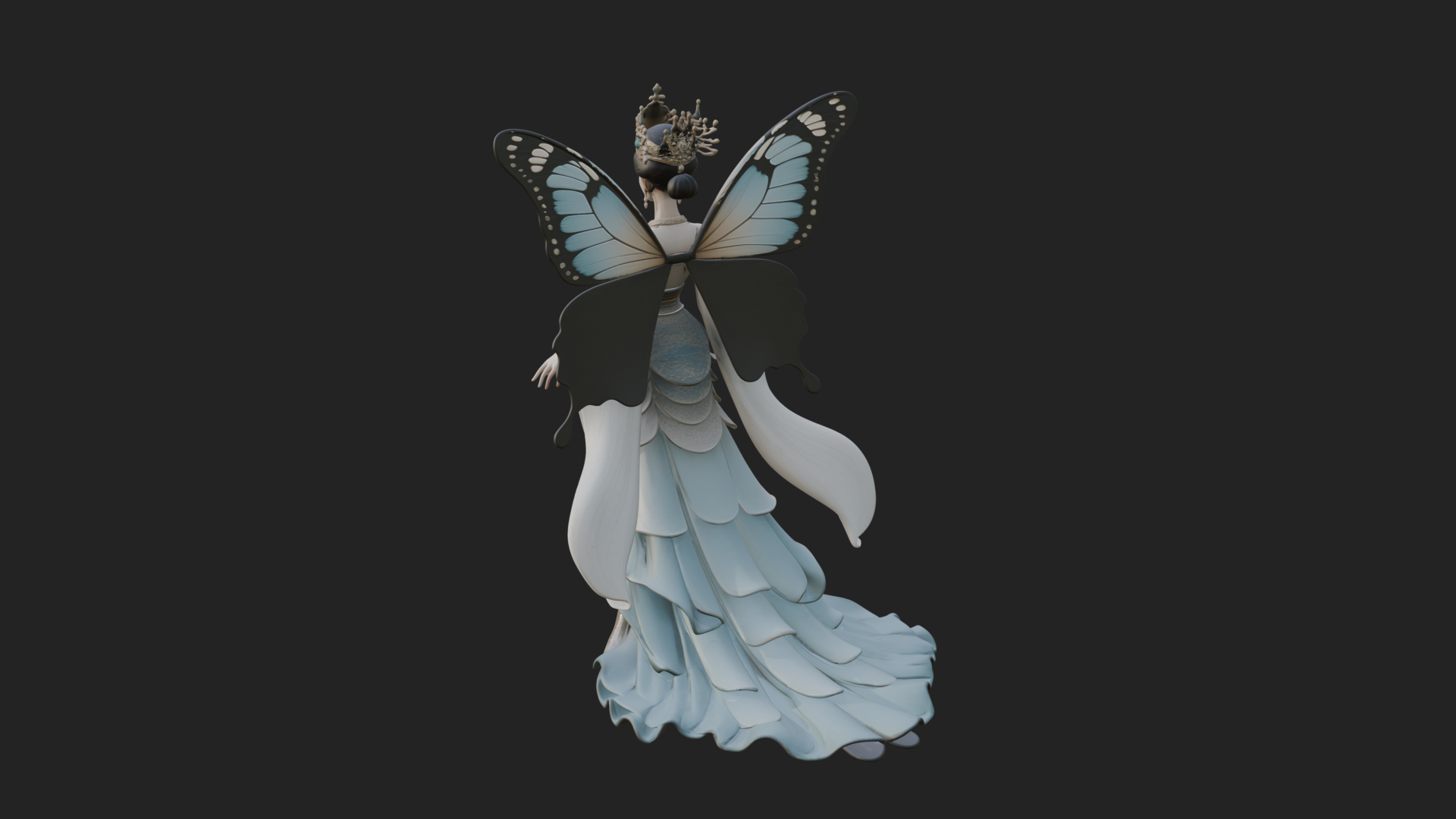 Butterfly Wing Fairy Statue Design 3 3D Print Model 3D Model