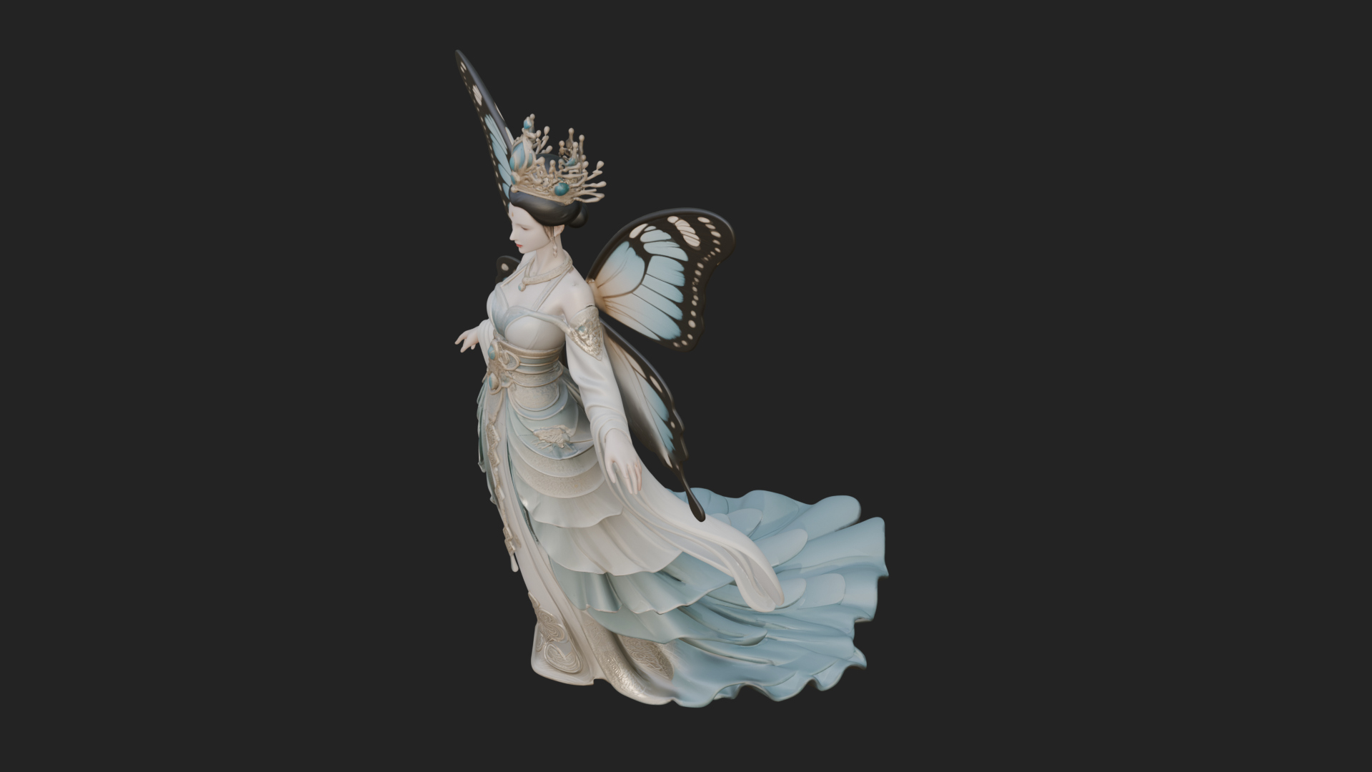 Butterfly Wing Fairy Statue Design 3 3D Print Model 3D Model
