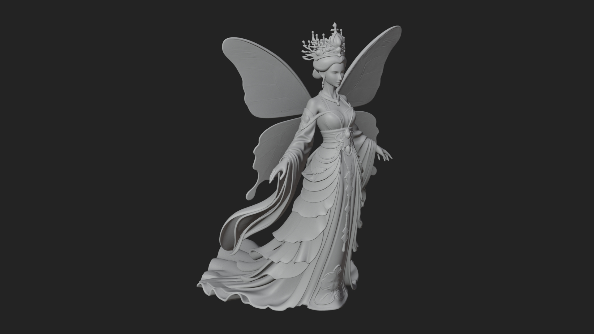 Butterfly Wing Fairy Statue Design 3 3D Print Model 3D Model