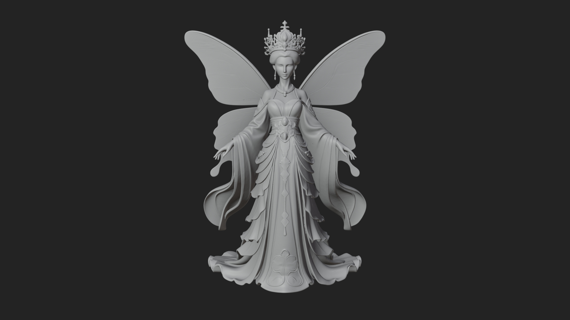Butterfly Wing Fairy Statue Design 3 3D Print Model 3D Model