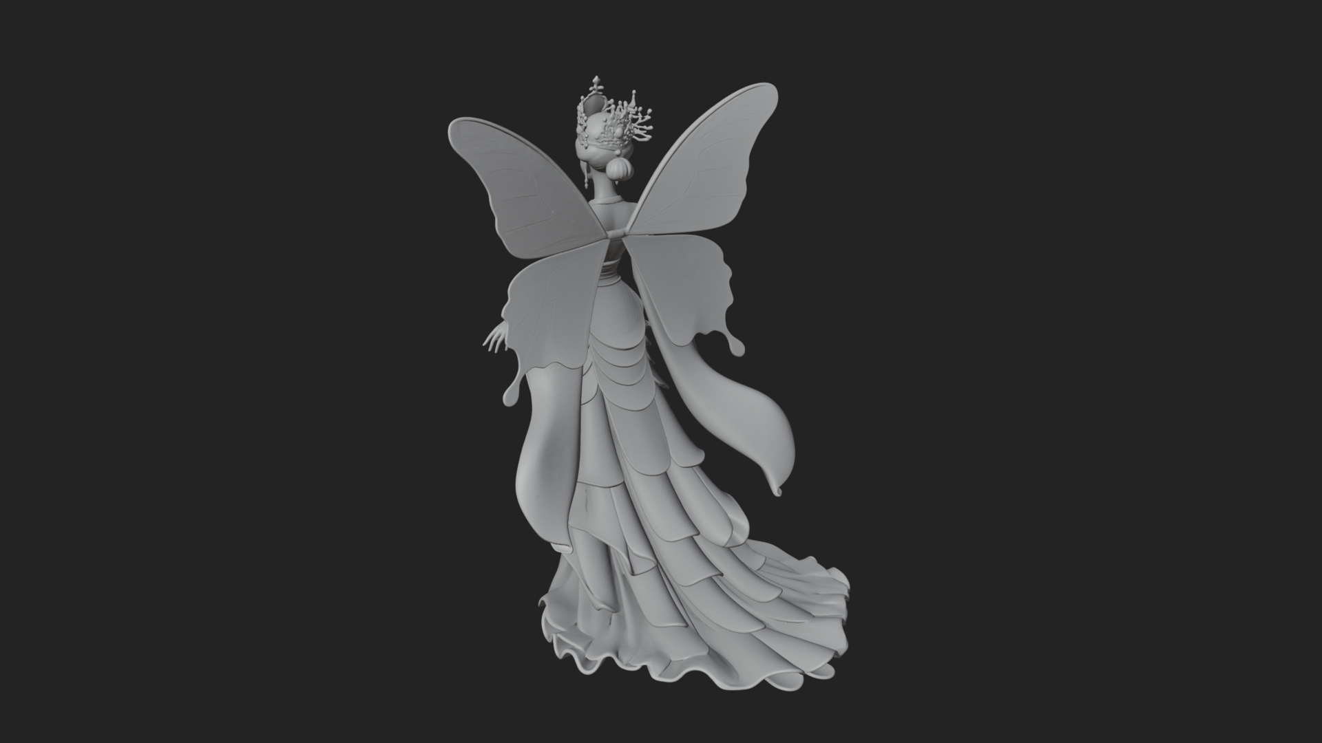 Butterfly Wing Fairy Statue Design 3 3D Print Model 3D Model