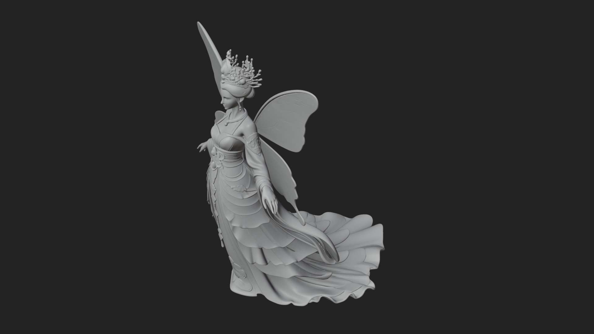 Butterfly Wing Fairy Statue Design 3 3D Print Model 3D Model