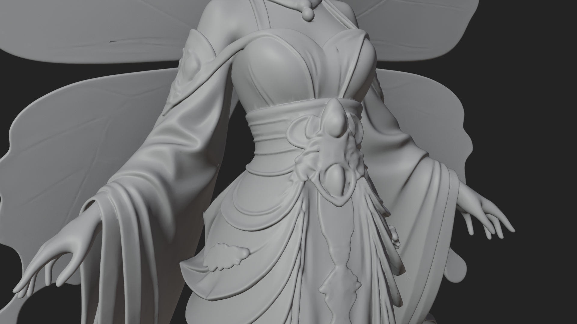 Butterfly Wing Fairy Statue Design 3 3D Print Model 3D Model