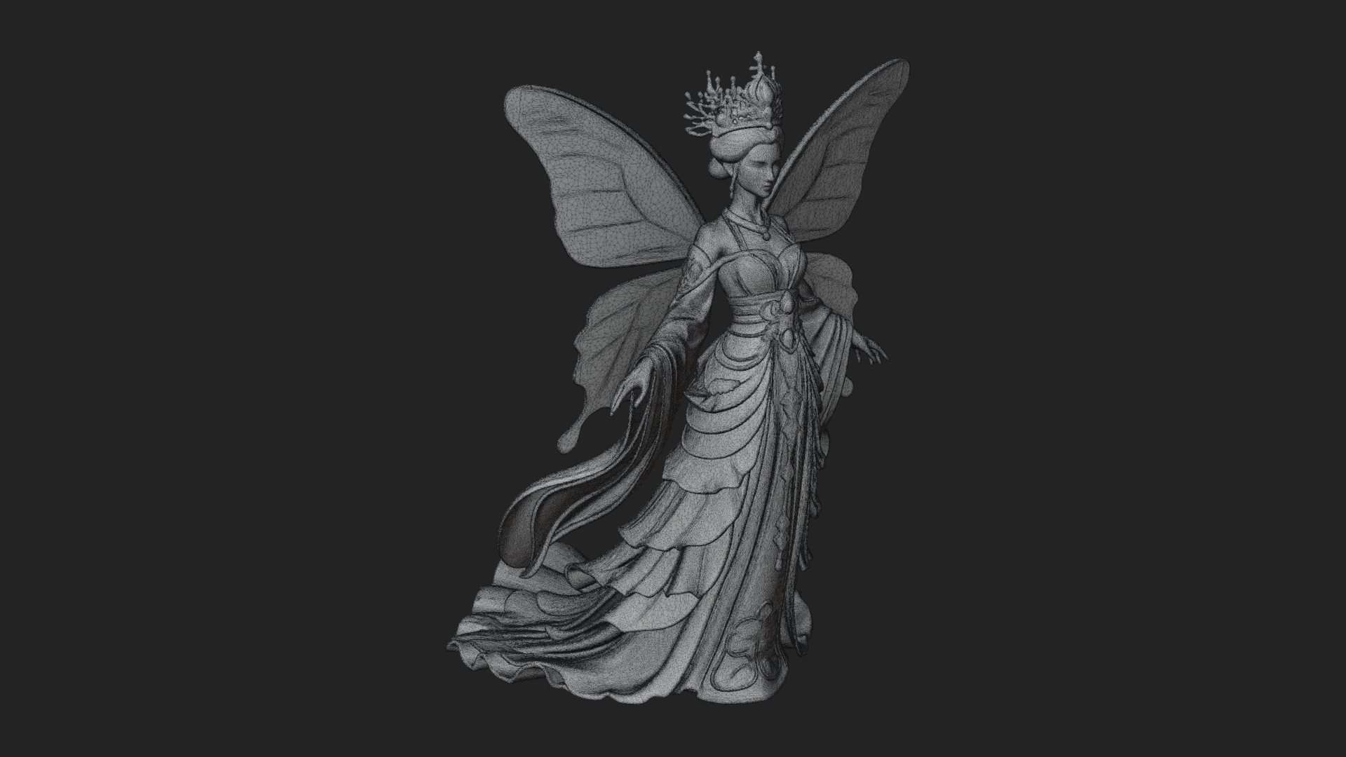 Butterfly Wing Fairy Statue Design 3 3D Print Model 3D Model