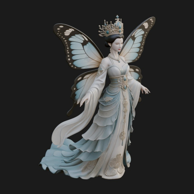 Butterfly Wing Fairy Statue Design 3 3D Print Model