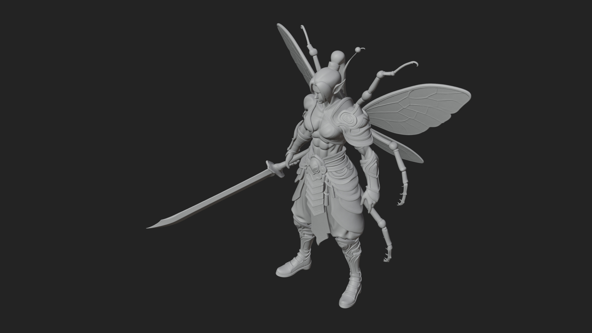 Butterfly Wing Fairy Statue Design 30 3D Print Model 3D Model