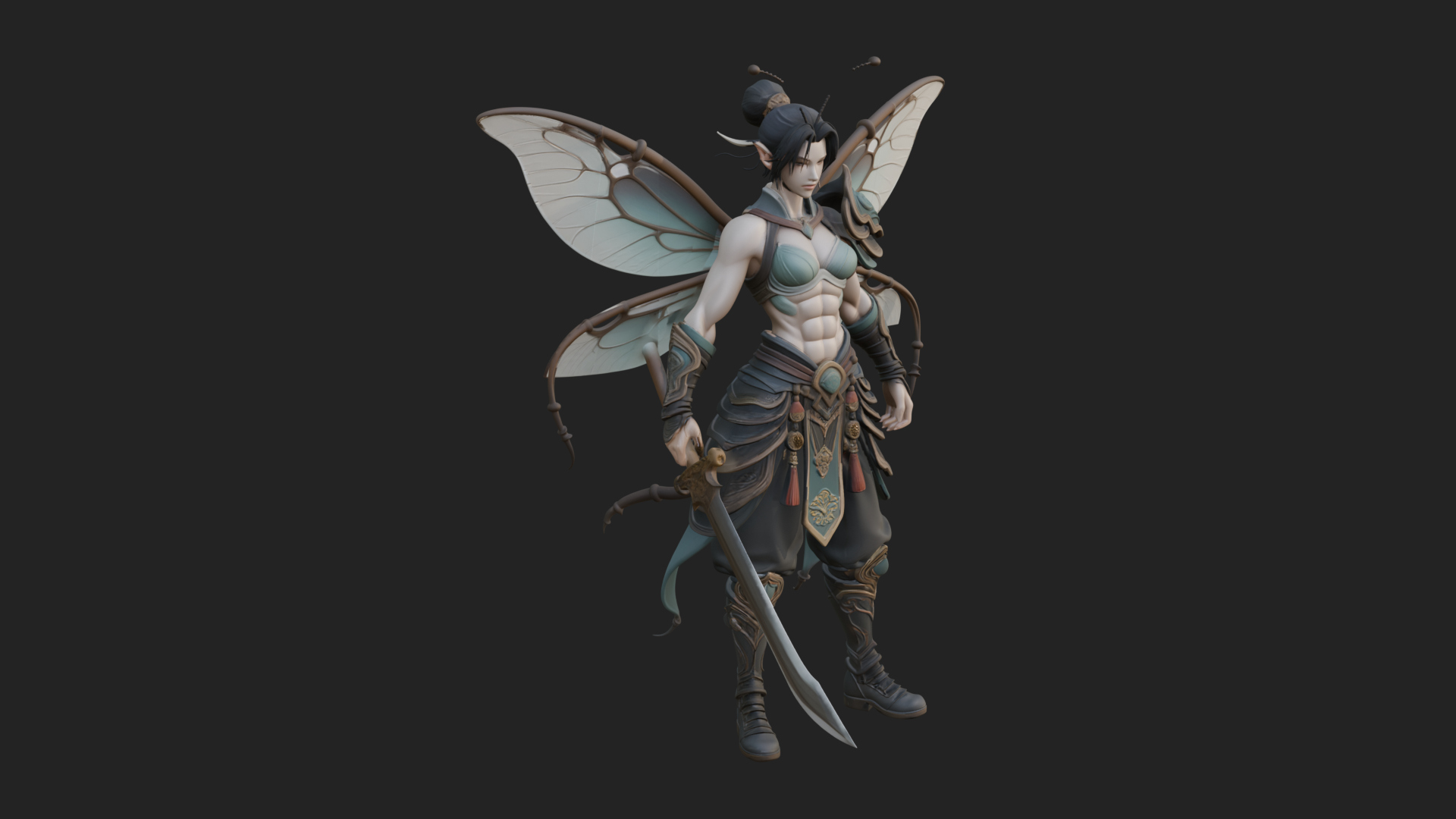 Butterfly Wing Fairy Statue Design 4 3D Print Model 3D Model