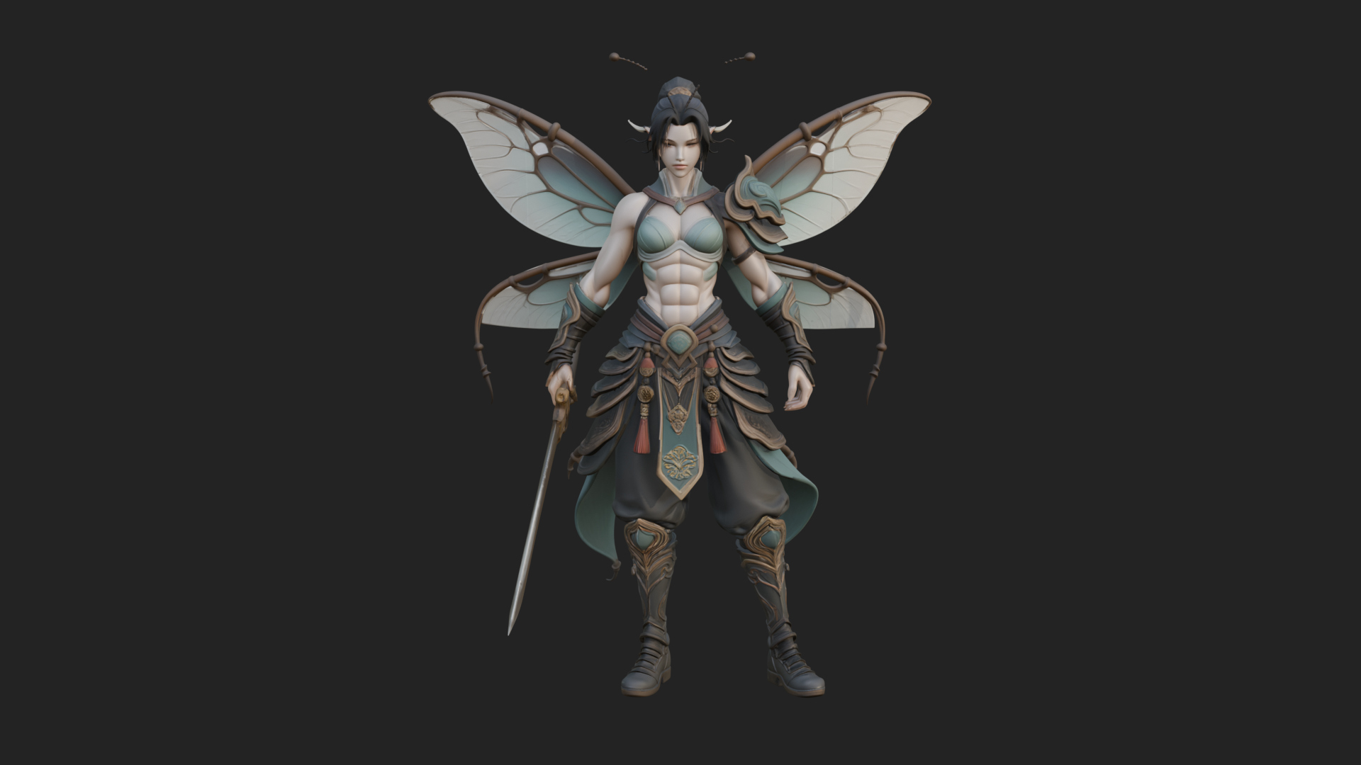 Butterfly Wing Fairy Statue Design 4 3D Print Model 3D Model