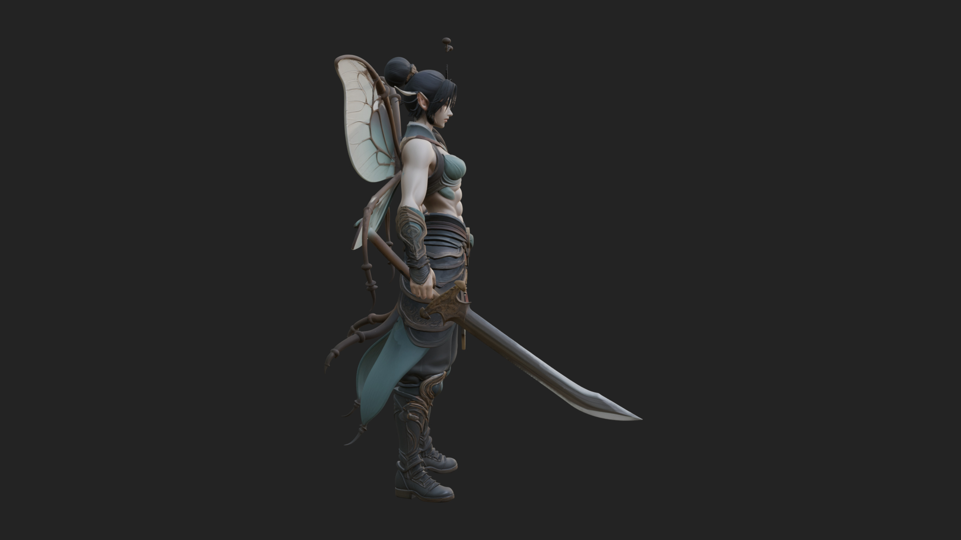 Butterfly Wing Fairy Statue Design 4 3D Print Model 3D Model