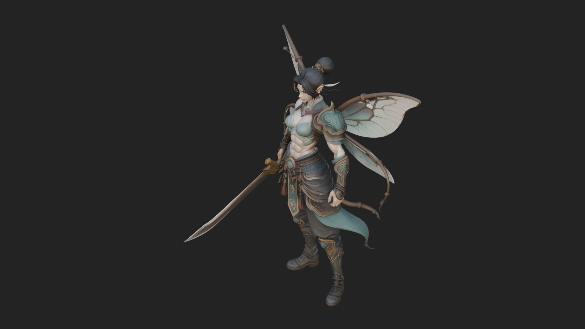 Butterfly Wing Fairy Statue Design 4 3D Print Model 3D Model