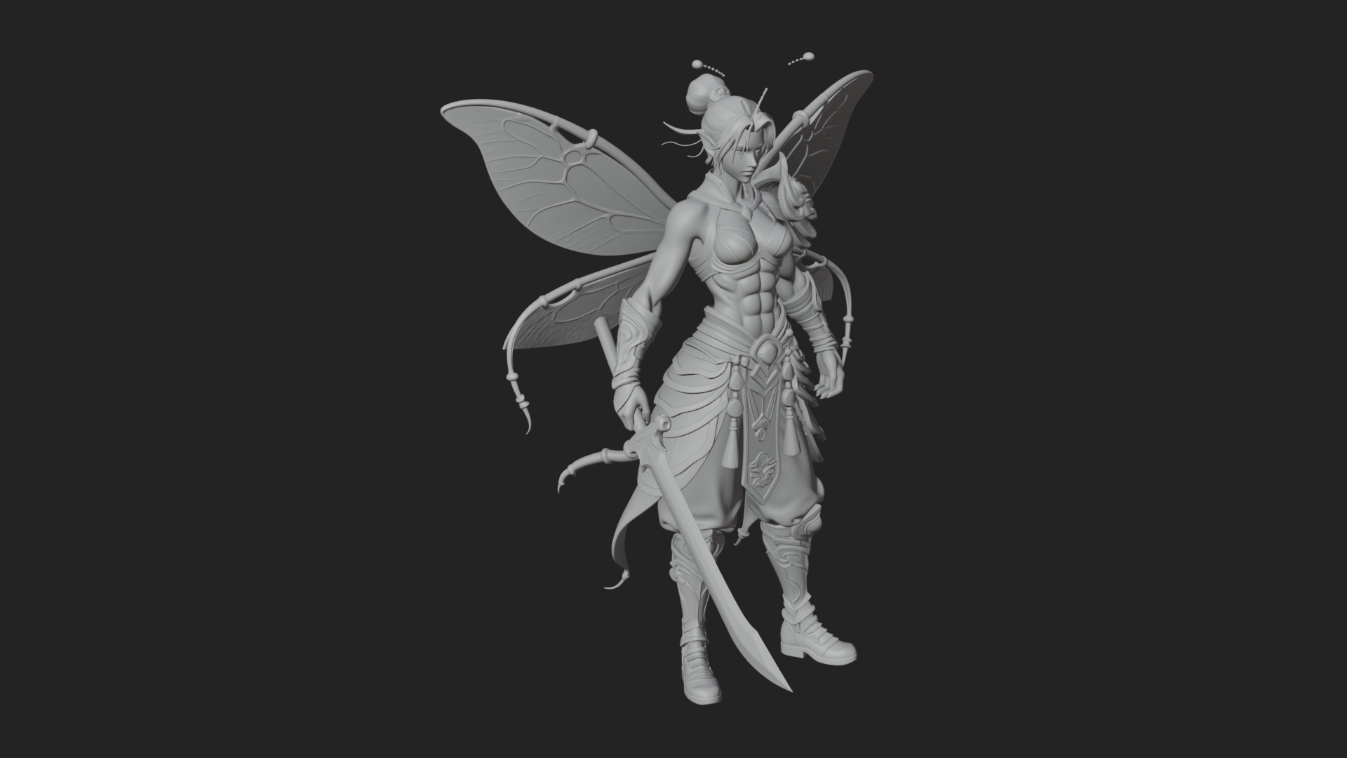 Butterfly Wing Fairy Statue Design 4 3D Print Model 3D Model