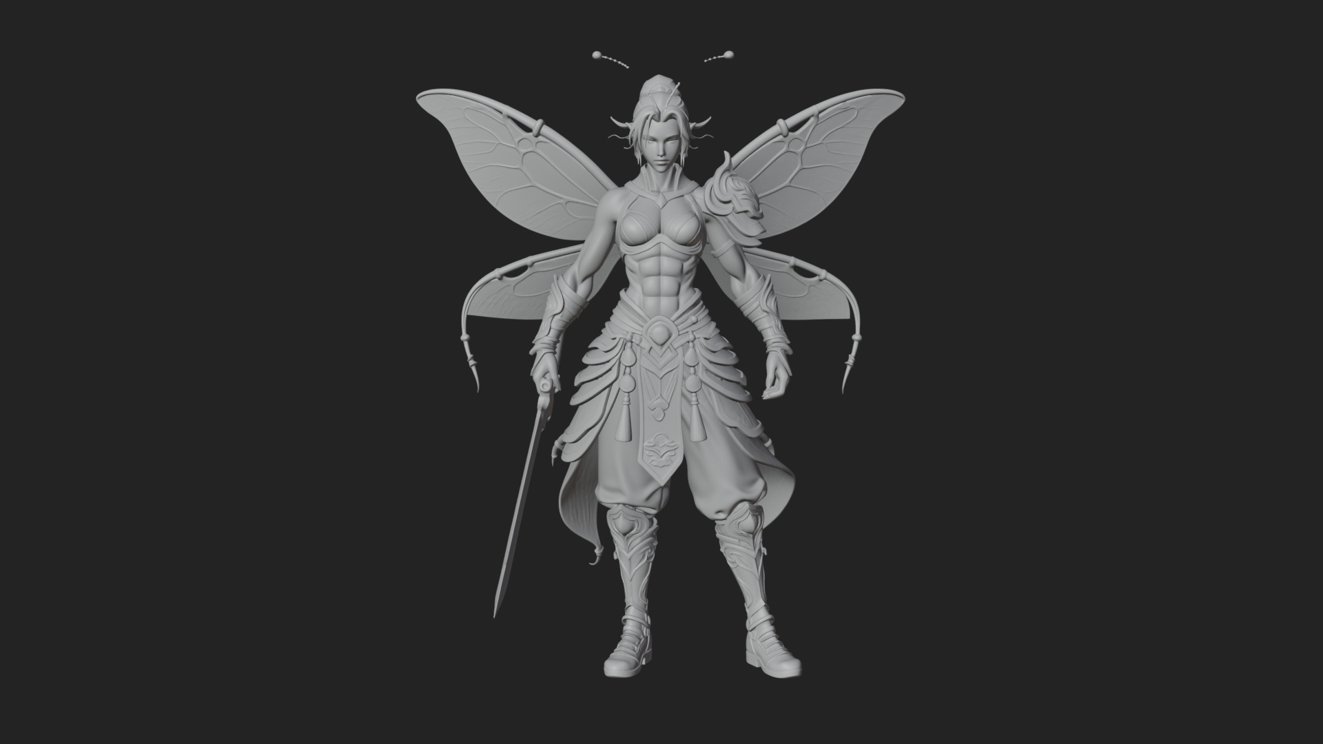 Butterfly Wing Fairy Statue Design 4 3D Print Model 3D Model