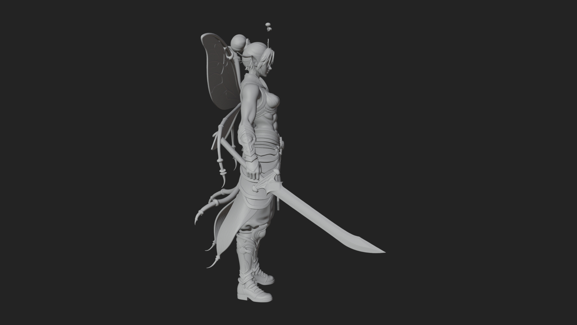 Butterfly Wing Fairy Statue Design 4 3D Print Model 3D Model