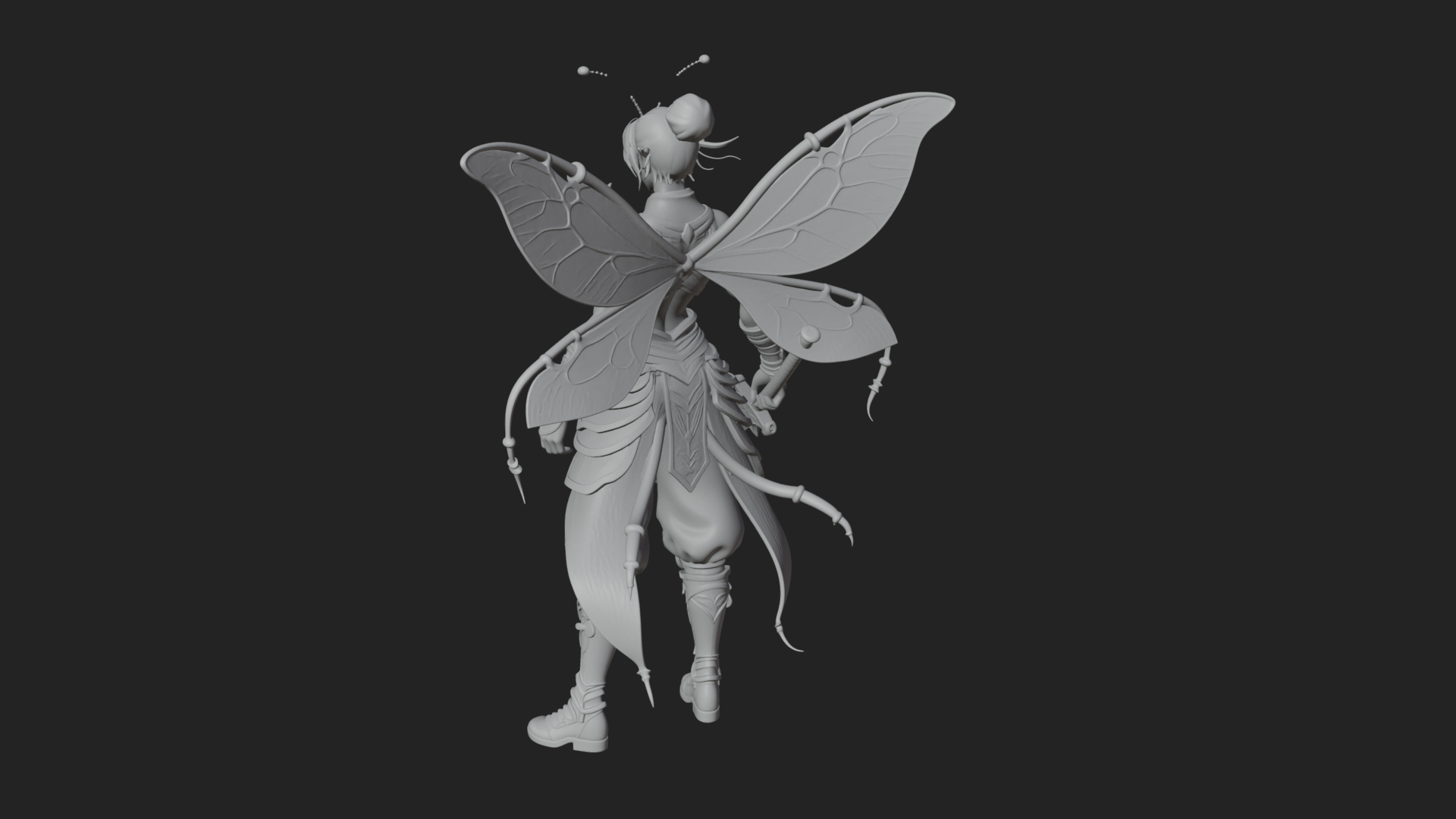 Butterfly Wing Fairy Statue Design 4 3D Print Model 3D Model