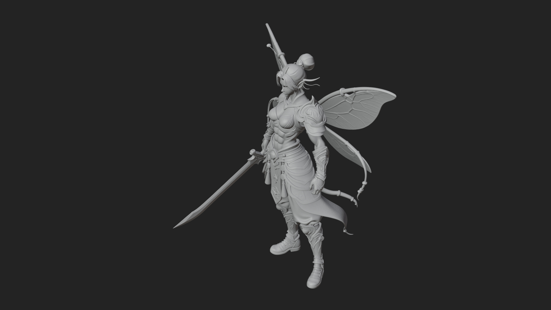 Butterfly Wing Fairy Statue Design 4 3D Print Model 3D Model