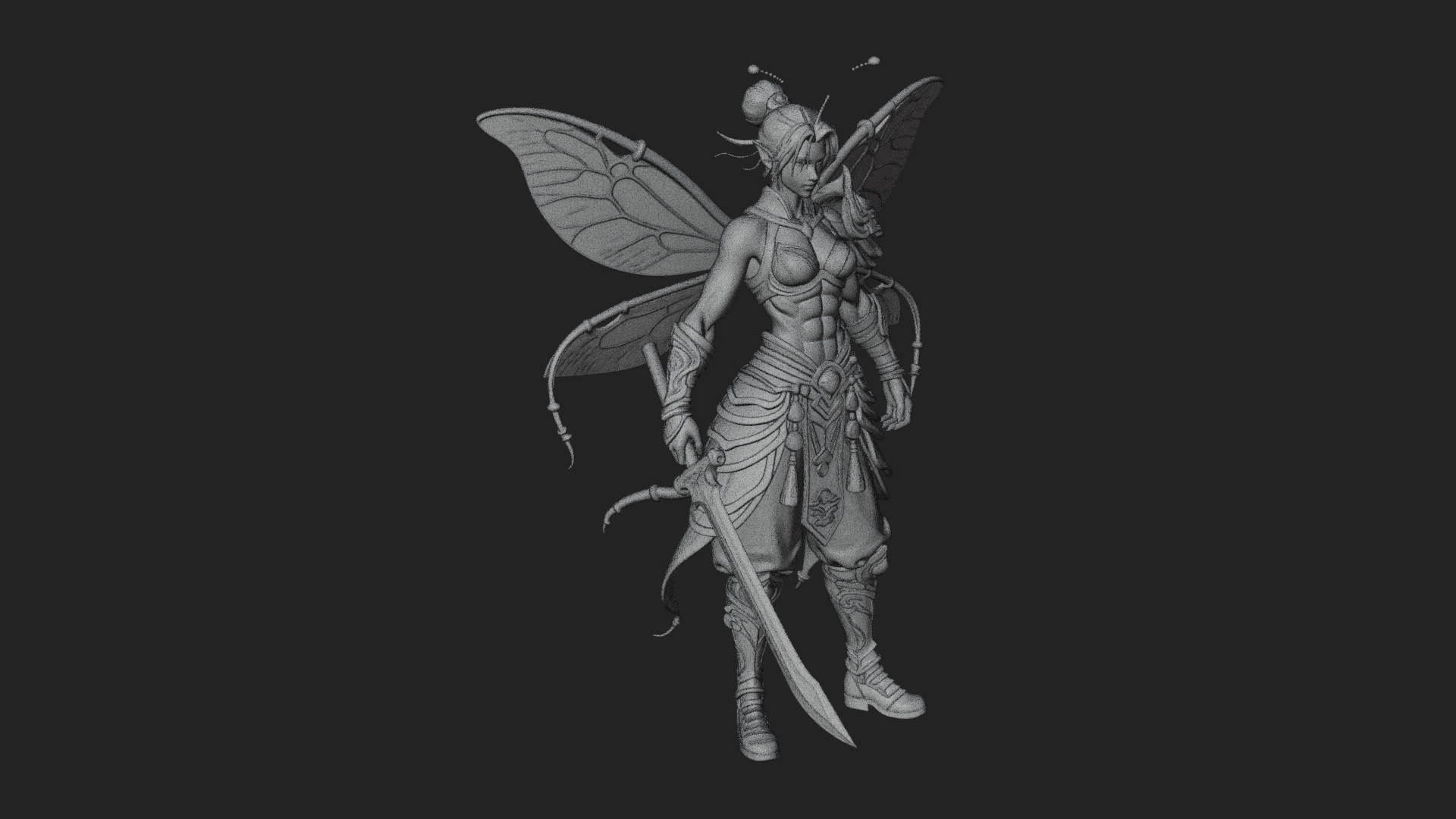 Butterfly Wing Fairy Statue Design 4 3D Print Model 3D Model