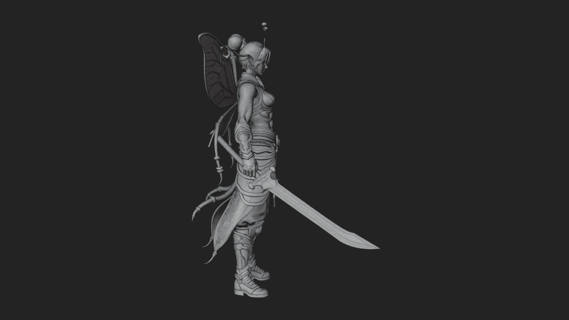 Butterfly Wing Fairy Statue Design 4 3D Print Model 3D Model