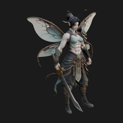 Butterfly Wing Fairy Statue Design 4 3D Print Model