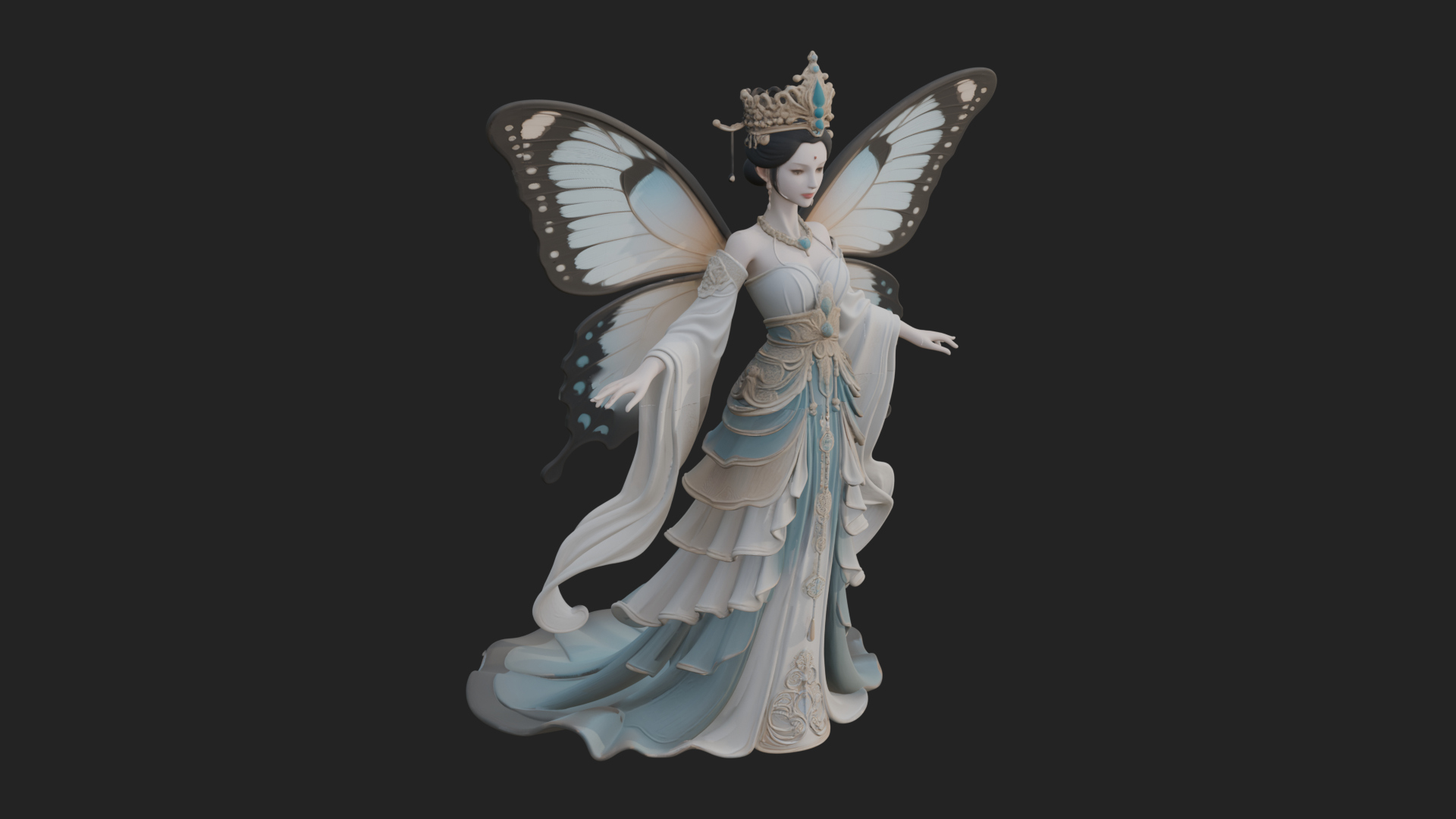 Butterfly Wing Fairy Statue Design 5 3D Print Model 3D Model