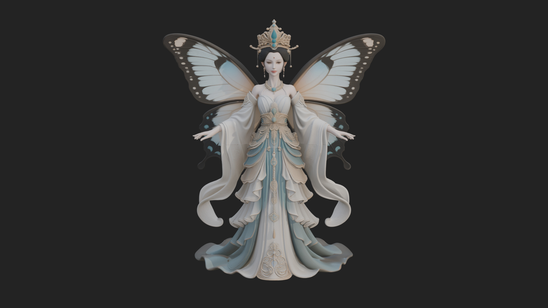 Butterfly Wing Fairy Statue Design 5 3D Print Model 3D Model
