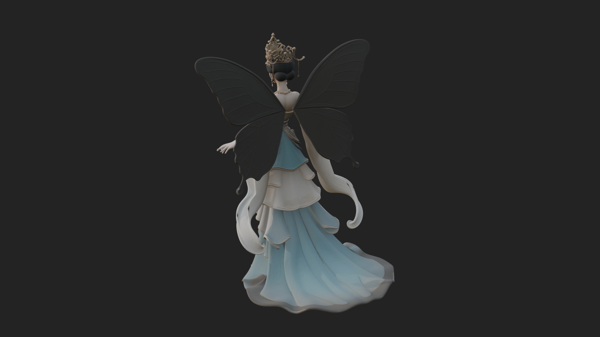 Butterfly Wing Fairy Statue Design 5 3D Print Model 3D Model