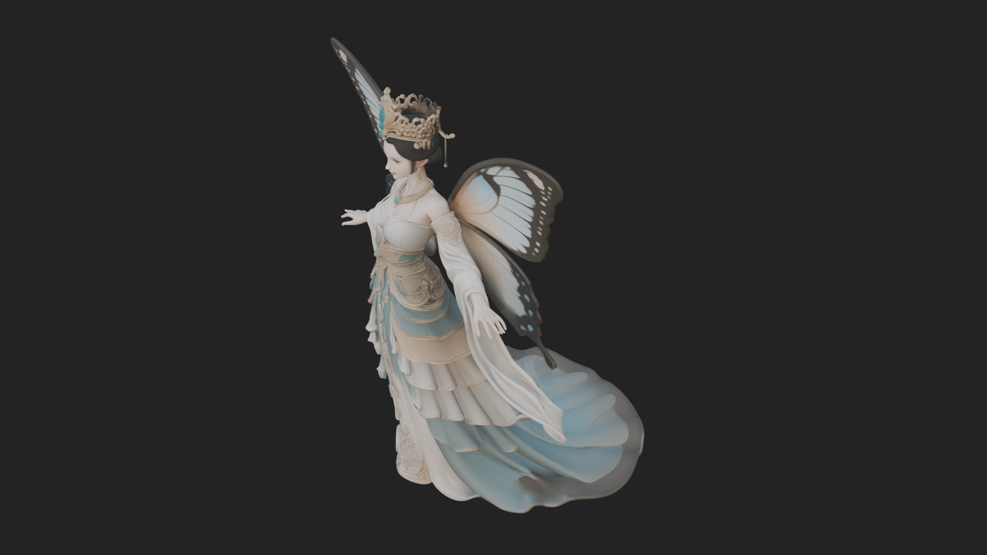 Butterfly Wing Fairy Statue Design 5 3D Print Model 3D Model