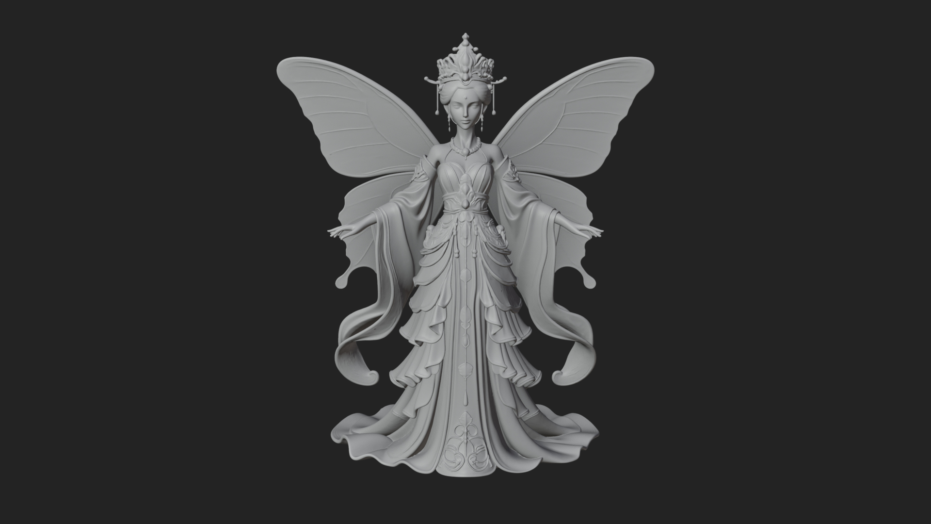 Butterfly Wing Fairy Statue Design 5 3D Print Model 3D Model