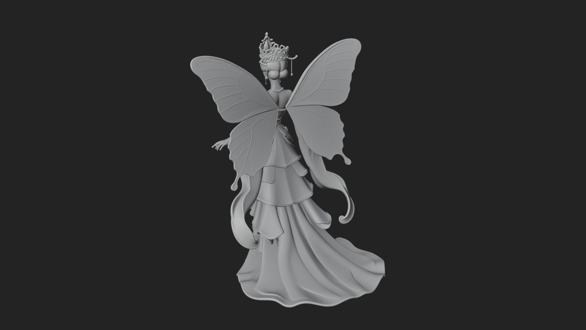 Butterfly Wing Fairy Statue Design 5 3D Print Model 3D Model