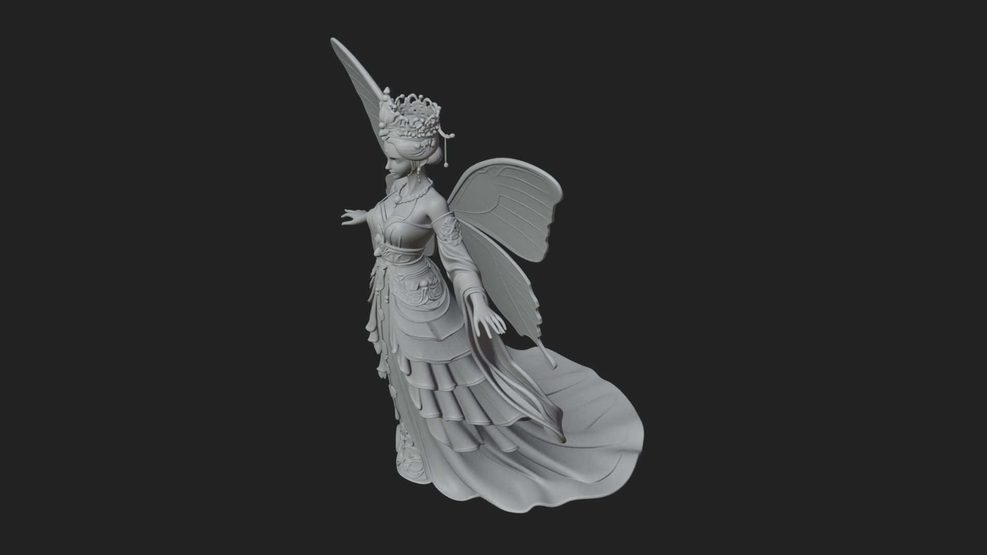 Butterfly Wing Fairy Statue Design 5 3D Print Model 3D Model