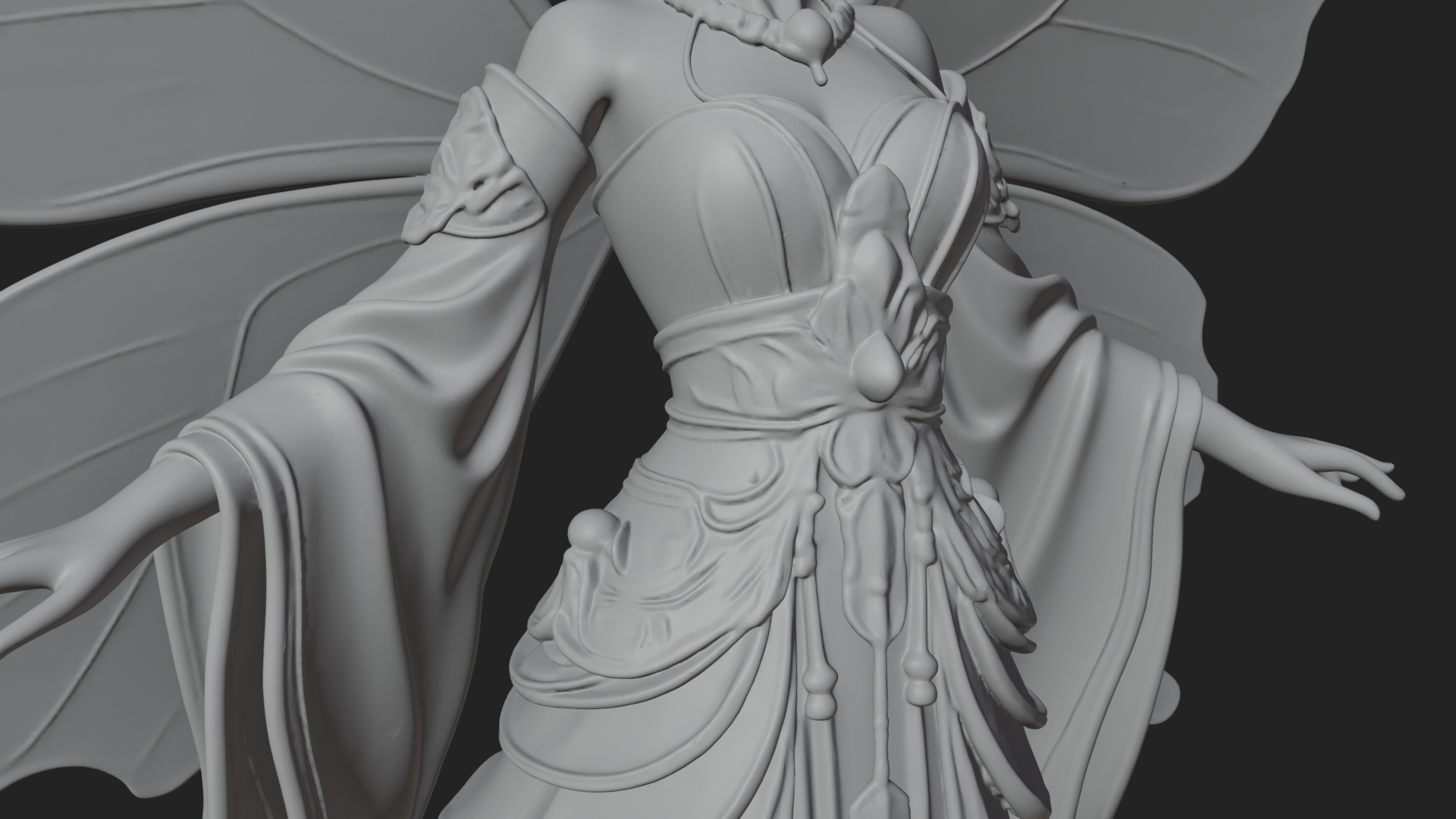 Butterfly Wing Fairy Statue Design 5 3D Print Model 3D Model