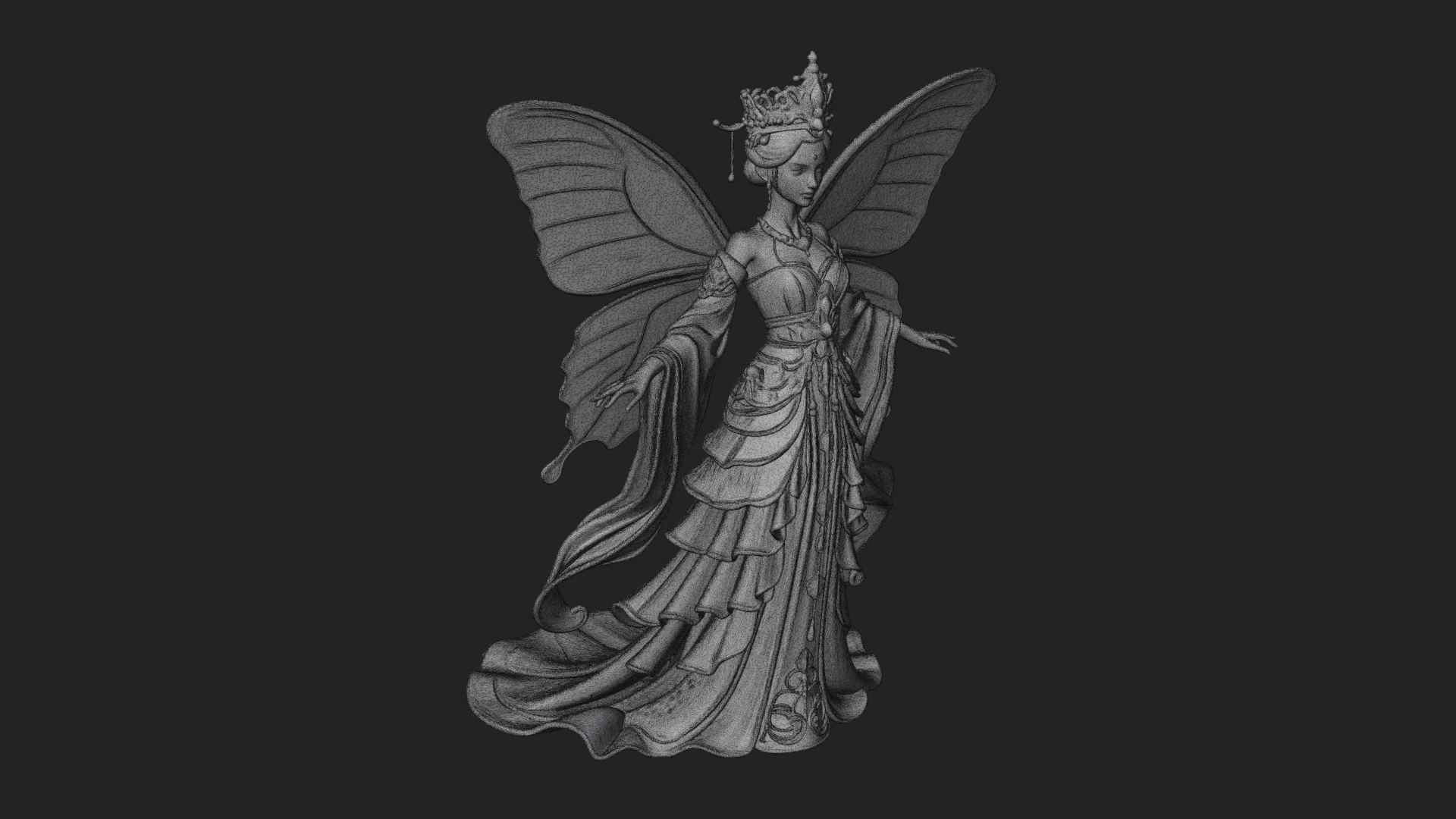 Butterfly Wing Fairy Statue Design 5 3D Print Model 3D Model