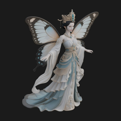 Butterfly Wing Fairy Statue Design 5 3D Print Model