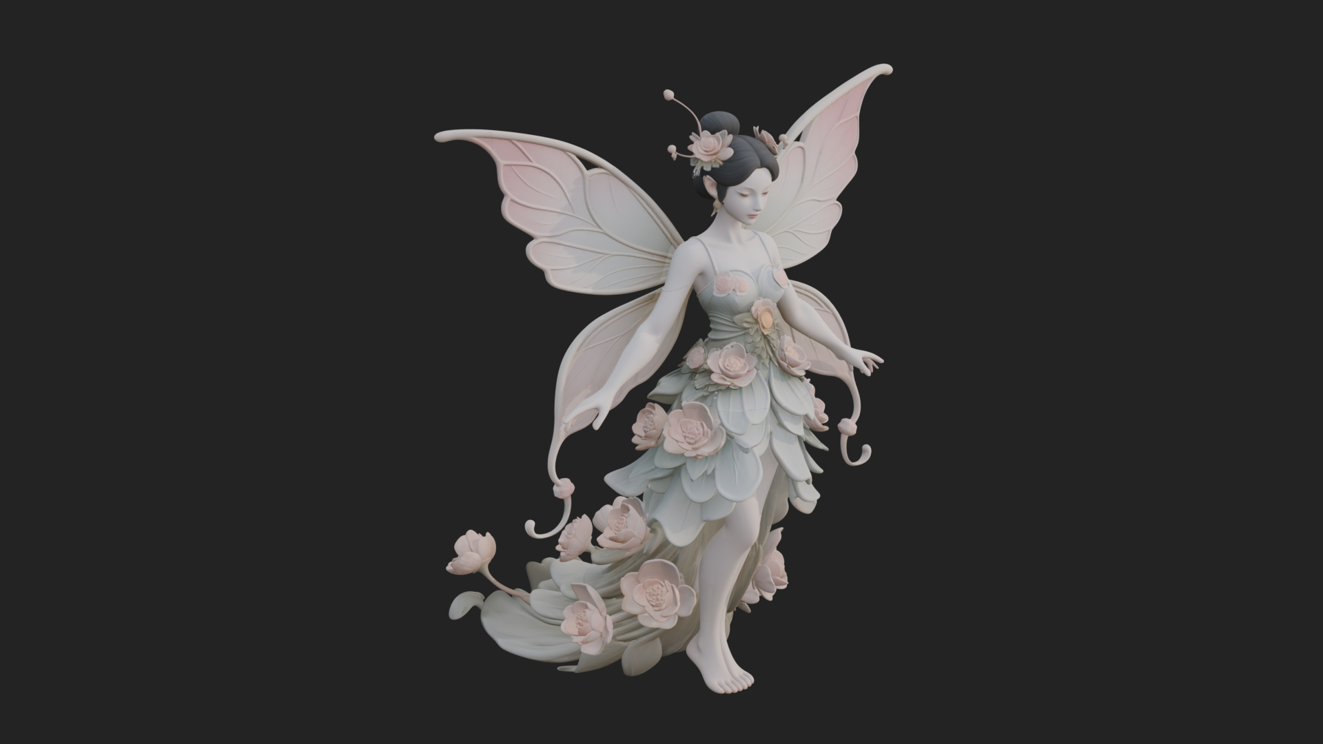Butterfly Wing Fairy Statue Design 6 3D Print Model 3D Model