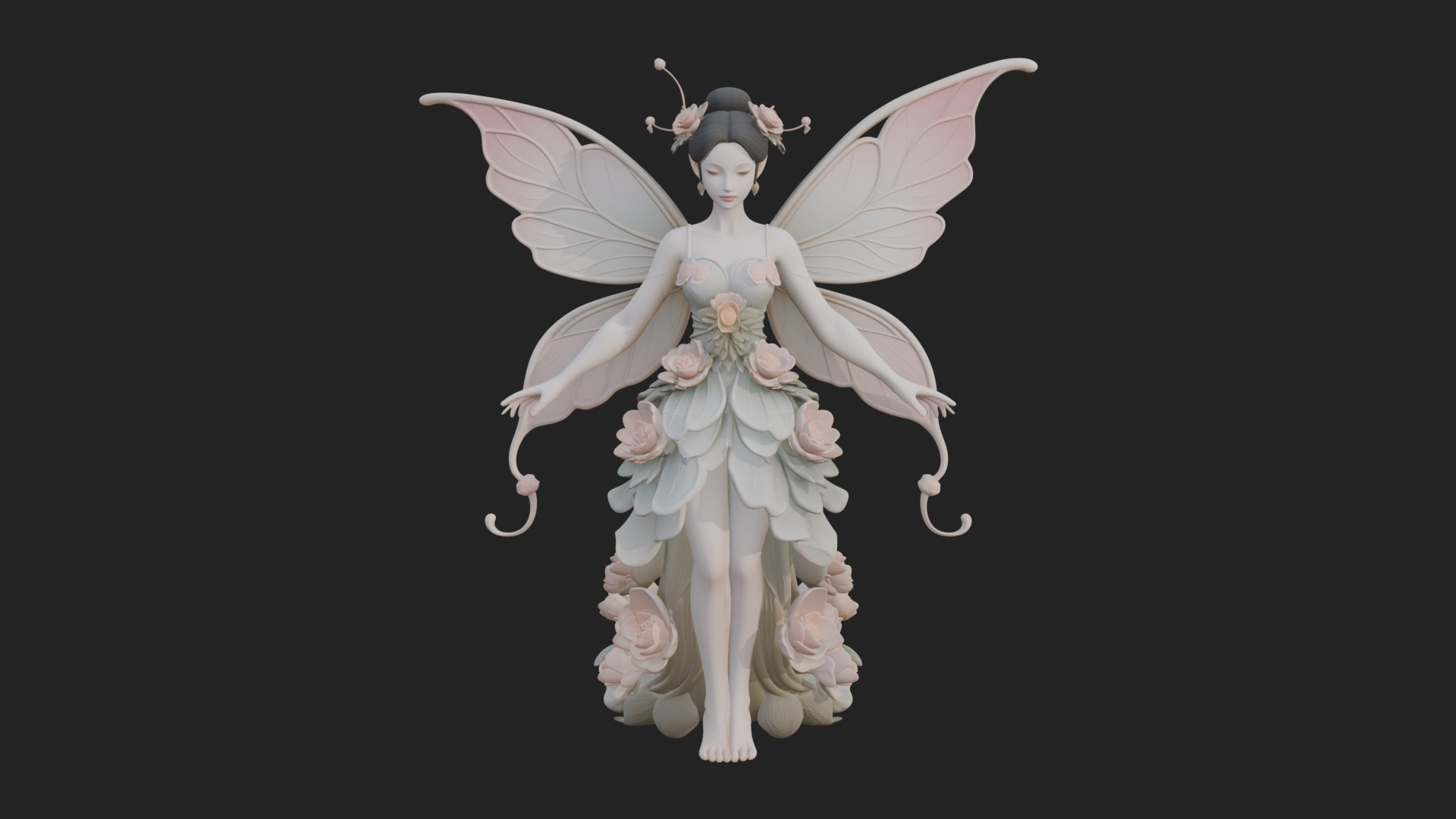 Butterfly Wing Fairy Statue Design 6 3D Print Model 3D Model