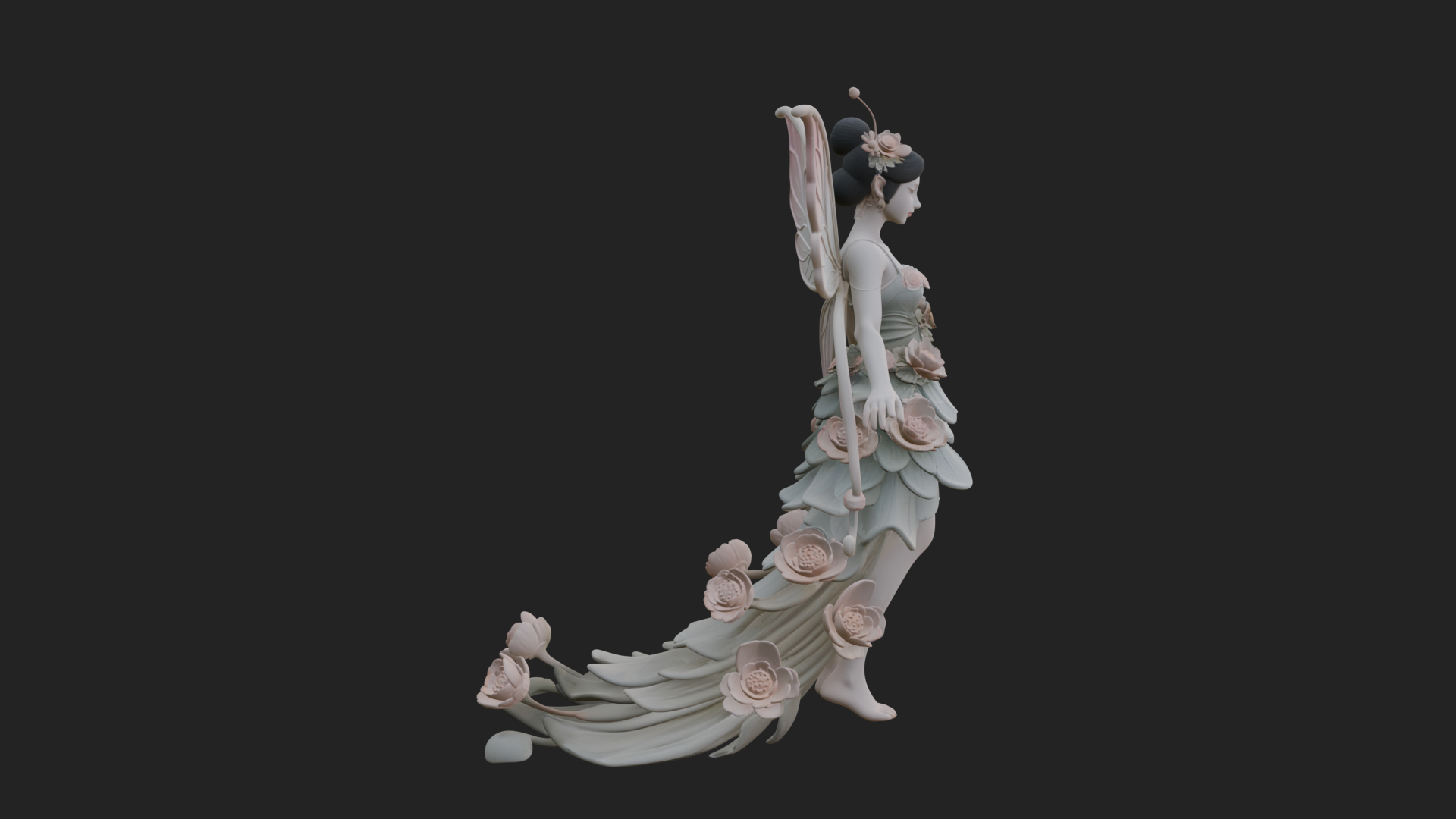 Butterfly Wing Fairy Statue Design 6 3D Print Model 3D Model