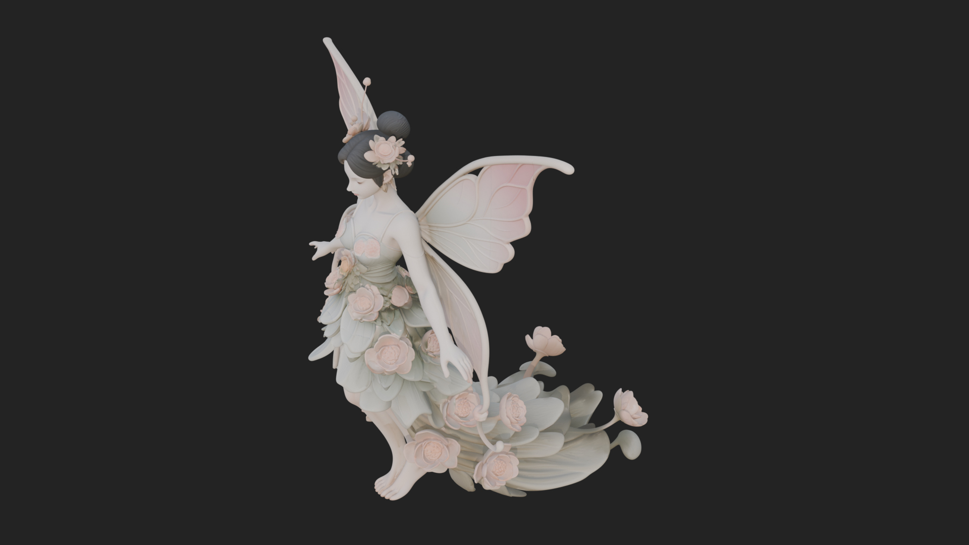 Butterfly Wing Fairy Statue Design 6 3D Print Model 3D Model