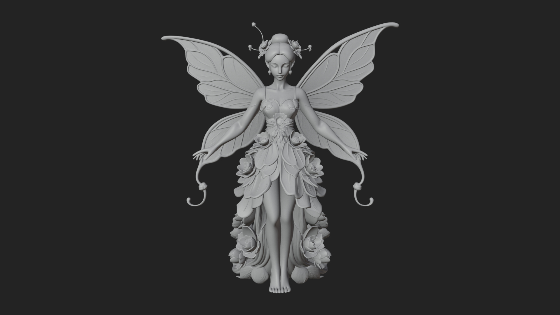 Butterfly Wing Fairy Statue Design 6 3D Print Model 3D Model