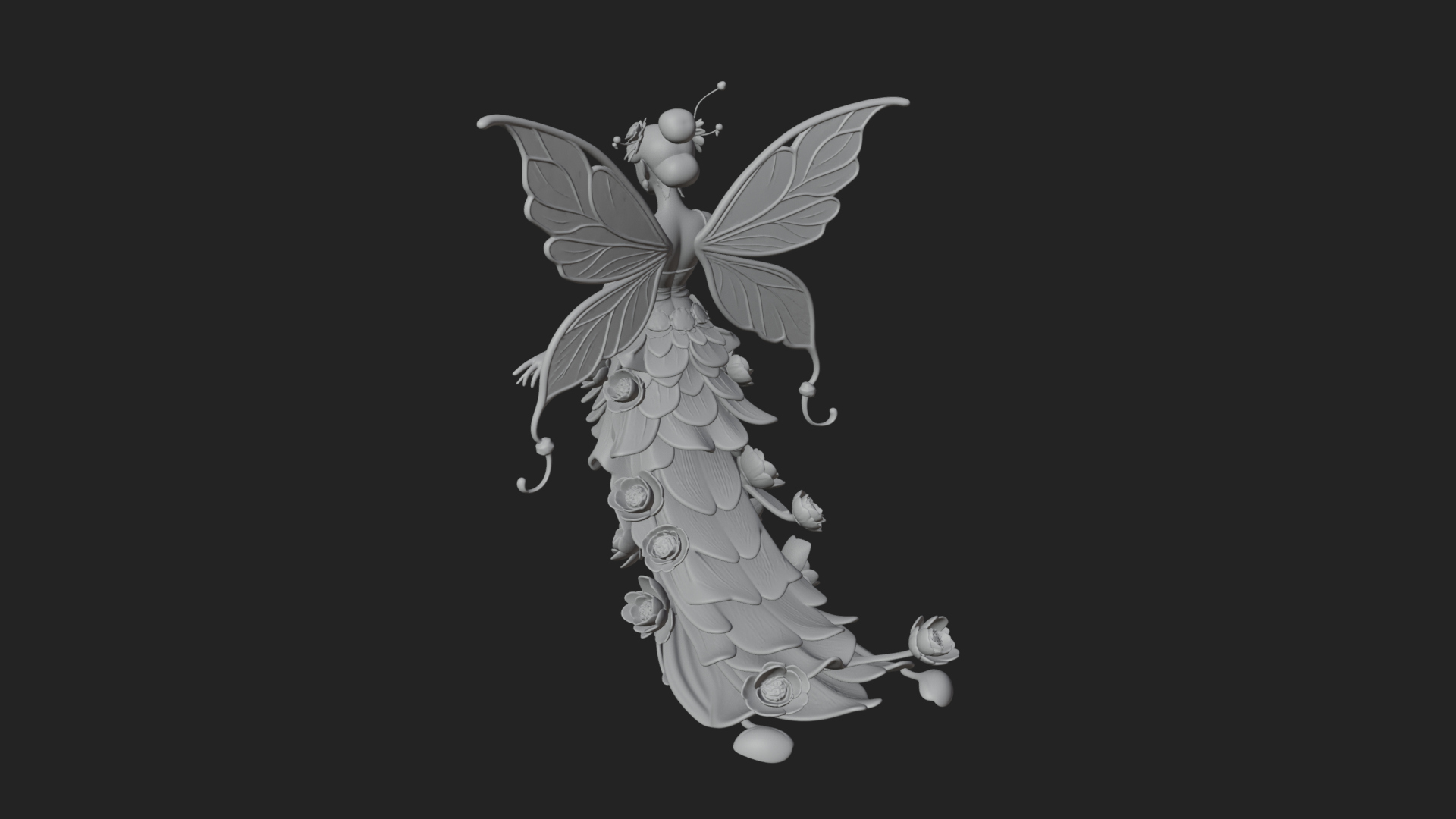 Butterfly Wing Fairy Statue Design 6 3D Print Model 3D Model