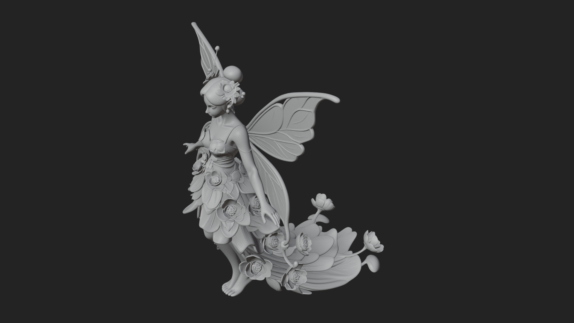 Butterfly Wing Fairy Statue Design 6 3D Print Model 3D Model