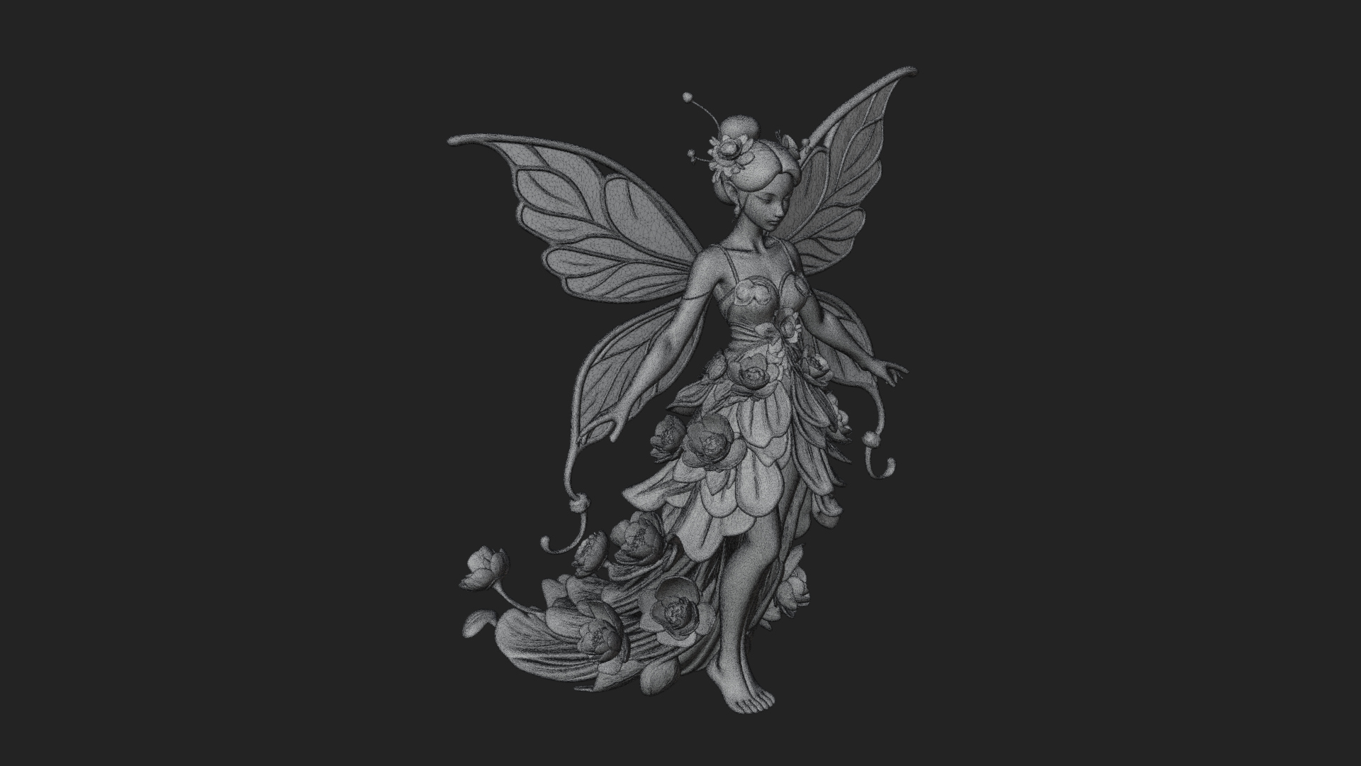 Butterfly Wing Fairy Statue Design 6 3D Print Model 3D Model