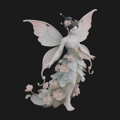 Butterfly Wing Fairy Statue Design 6 3D Print Model