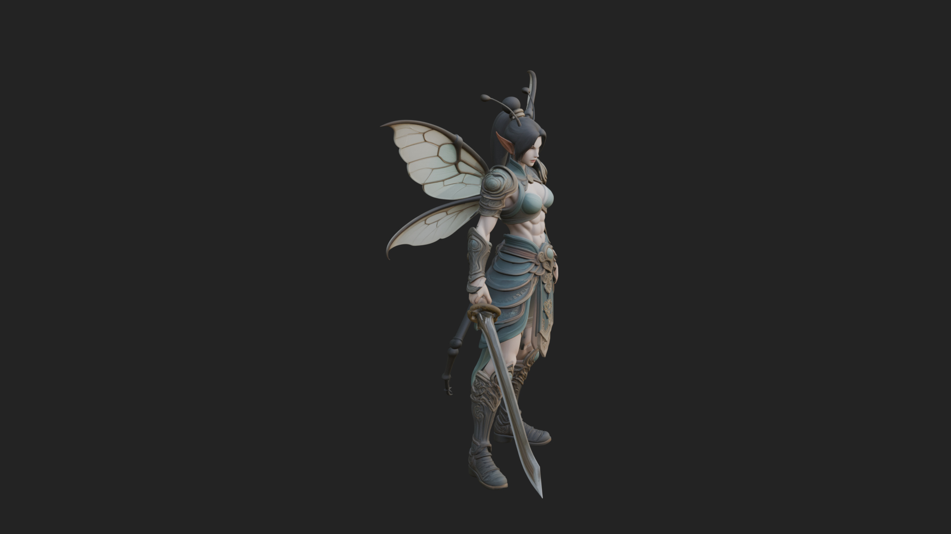 Butterfly Wing Fairy Statue Design 7 3D Print Model 3D Model