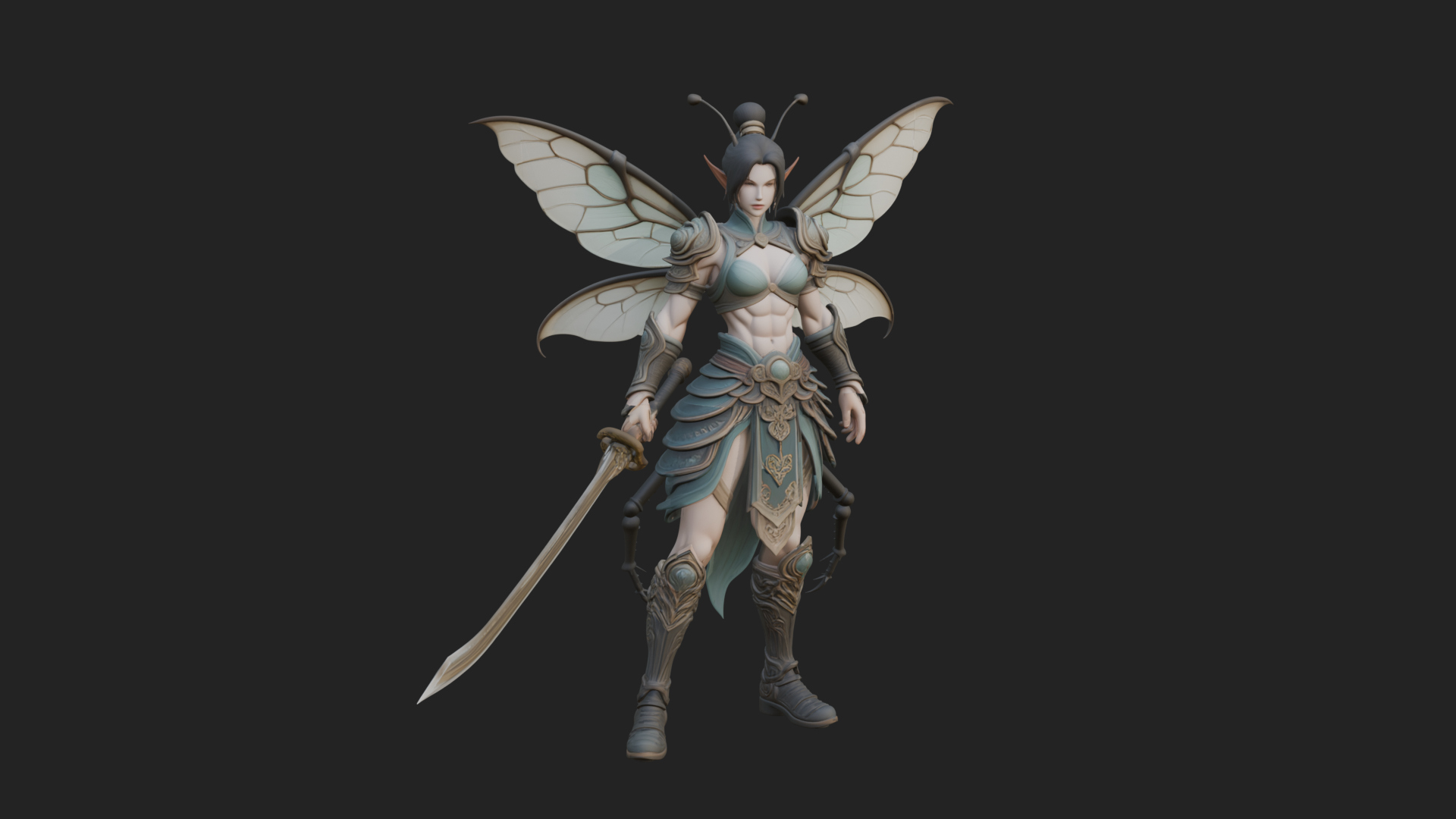 Butterfly Wing Fairy Statue Design 7 3D Print Model 3D Model