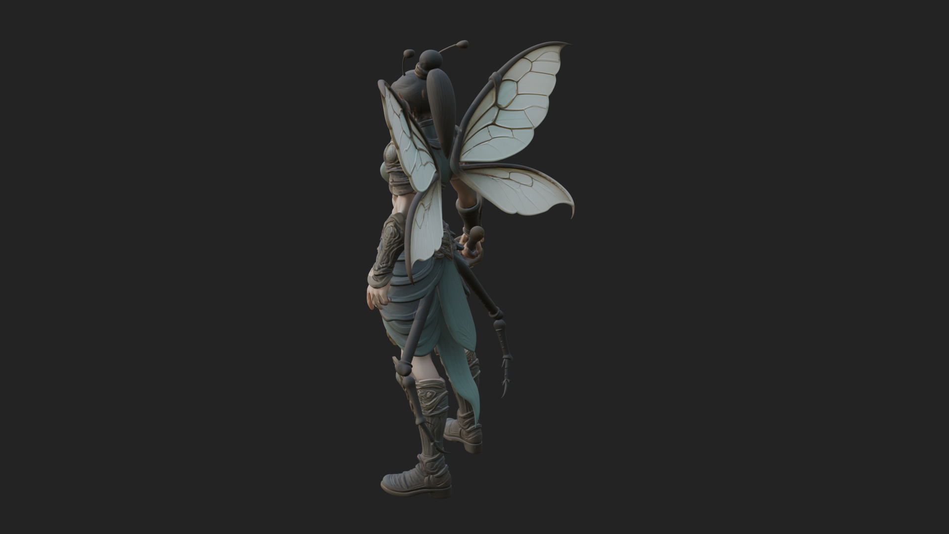 Butterfly Wing Fairy Statue Design 7 3D Print Model 3D Model
